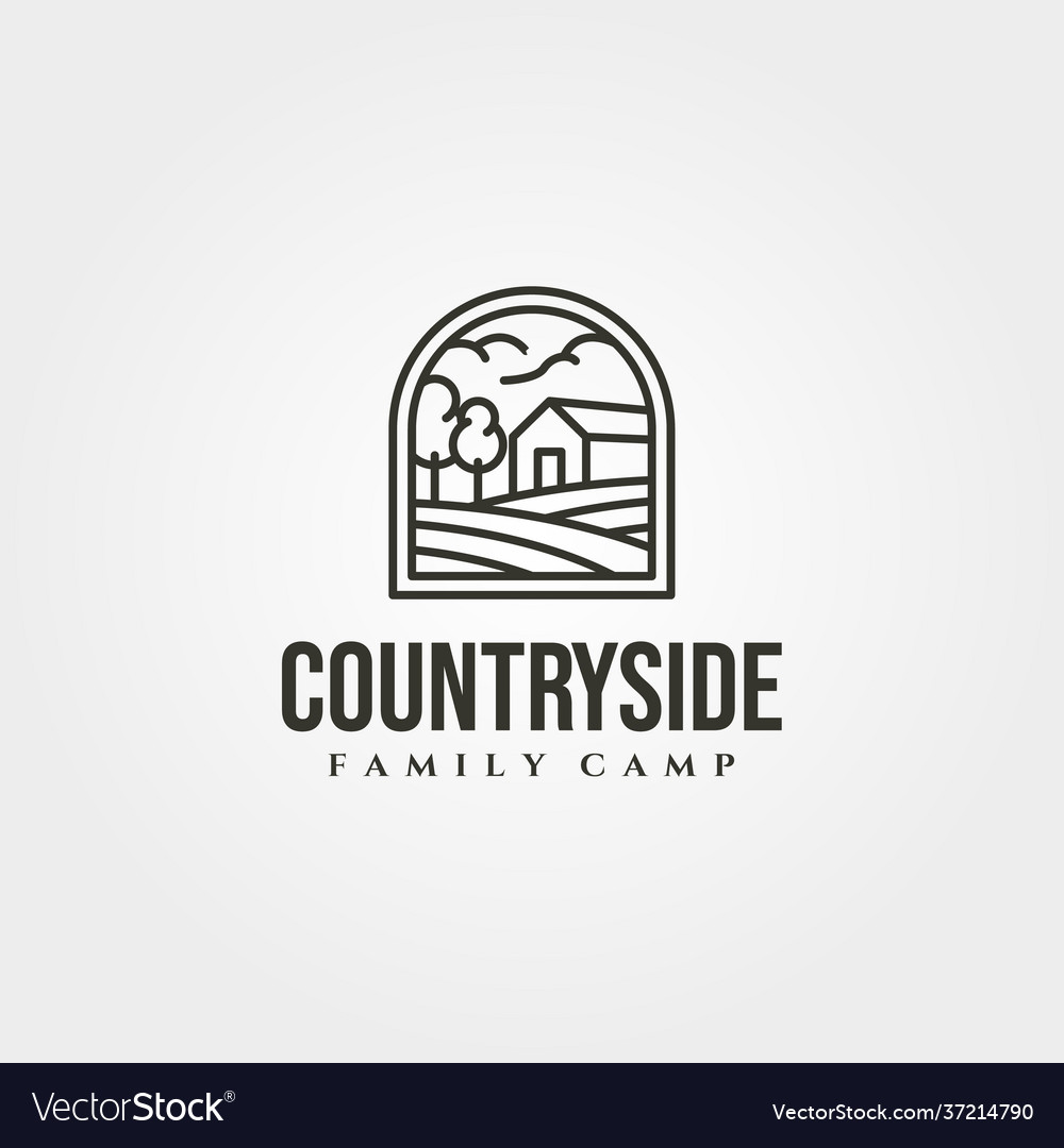 Countryside cabin logo symbol design line art vector image Countryside cabin logo symbol design line art