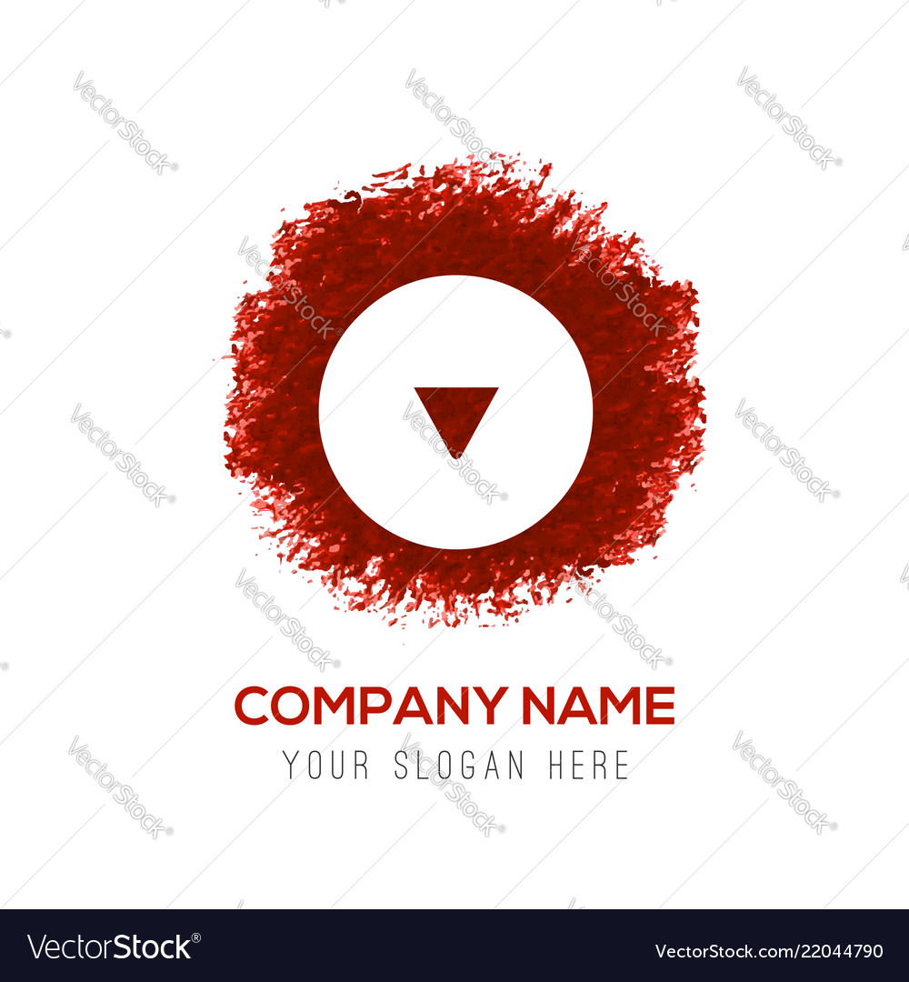 Down arrow icon - red watercolor circle splash