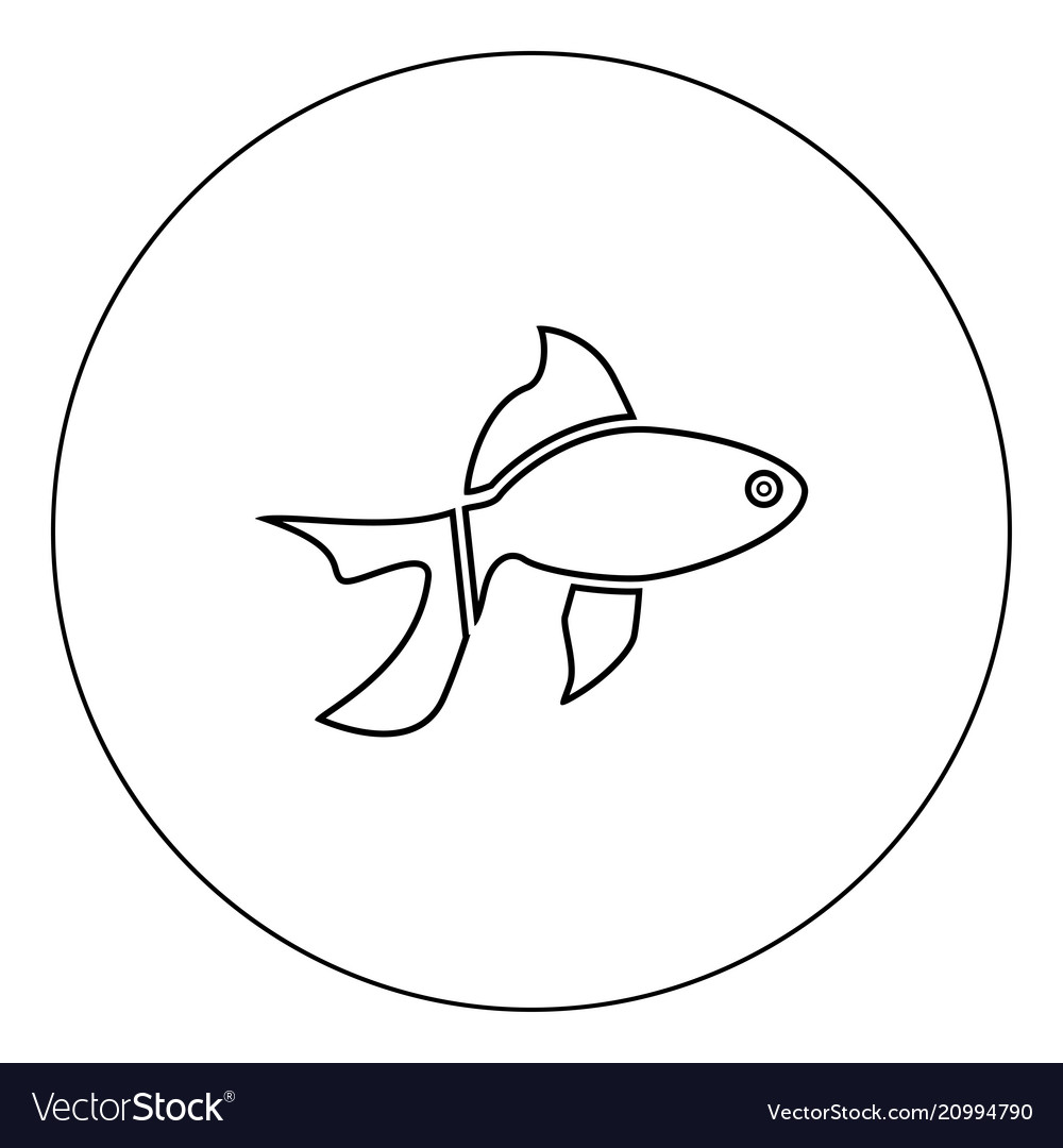 Fisch-Symbol schwarze Farbe im Kreis isoliert vector image Fisch-Symbol schwarze Farbe im Kreis isoliert