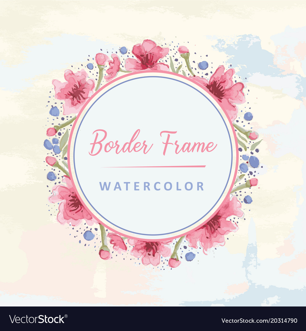 Download Floral round border watercolor Royalty Free Vector Image