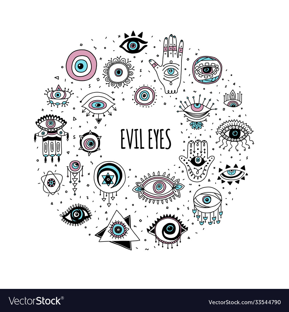 Premium Vector  Evil eye set with different color in pixel art style