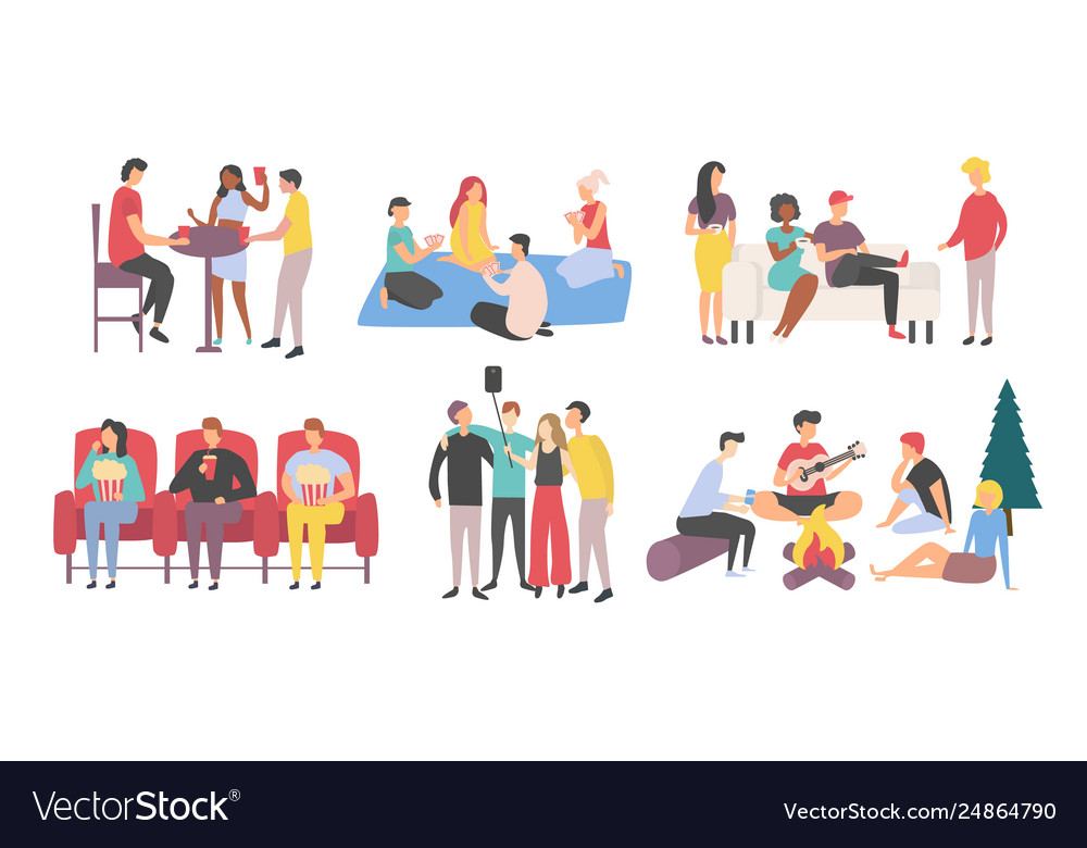 Friends meeting and pastime together recreation Vector Image