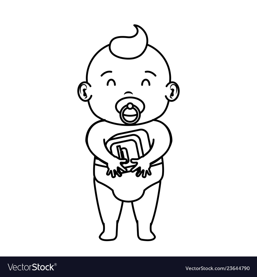 Little Baby With Alphabet Block Toy Royalty Free Vector