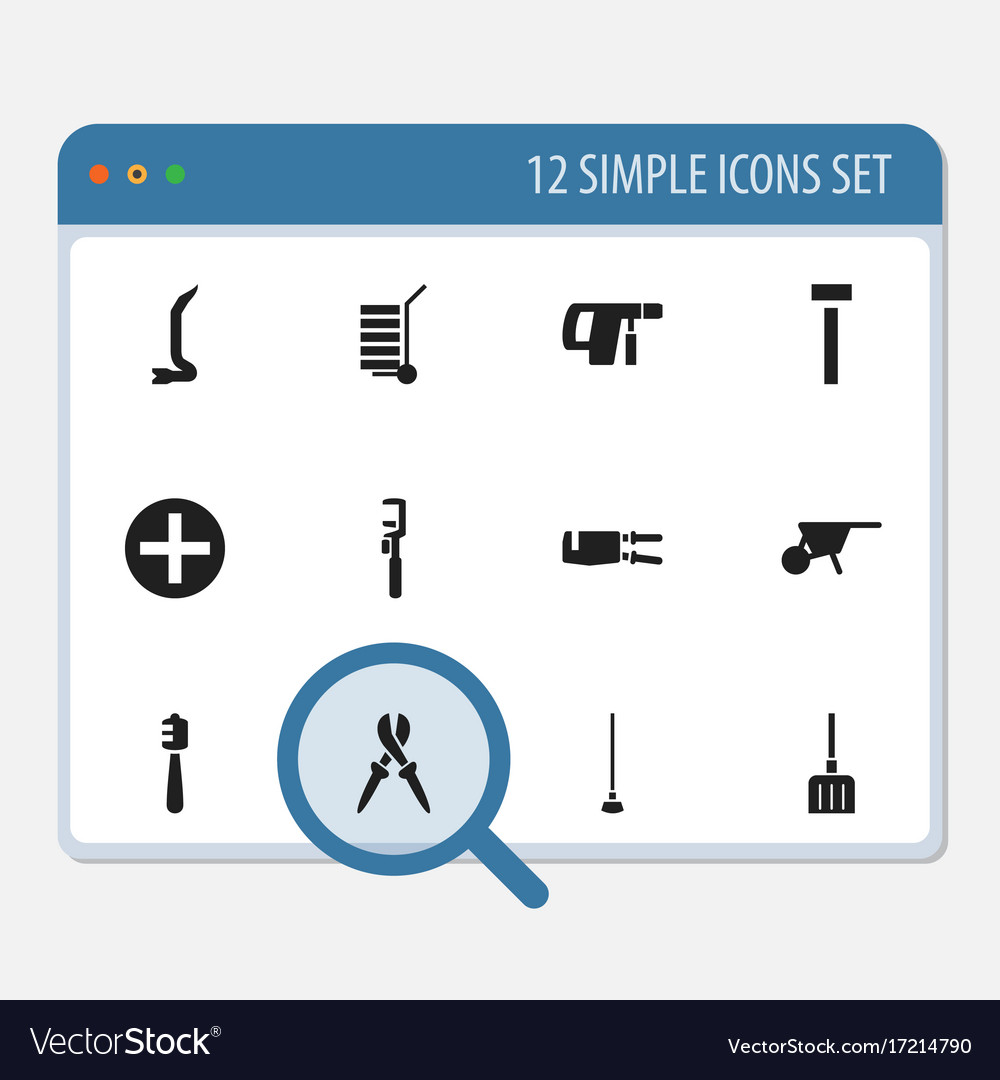 Set von 12 editierbaren Werkzeugsymbolen enthält Symbole