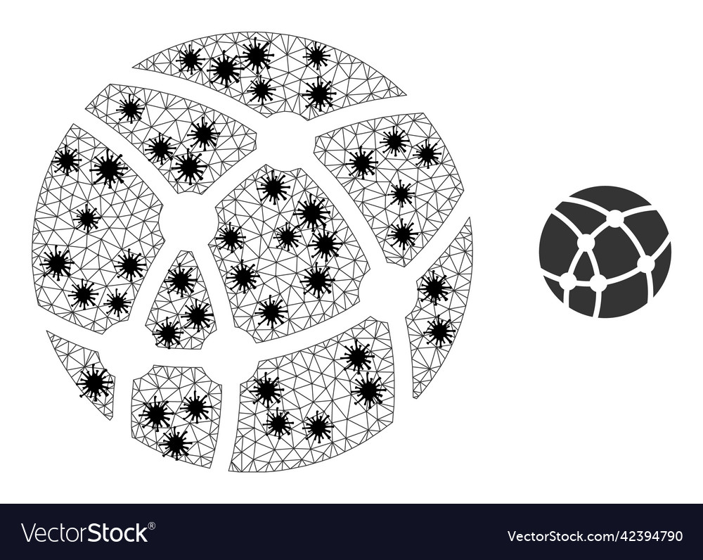 Triangulated mesh web sphere icons with pathogen vector image Triangulated mesh web sphere icons with pathogen
