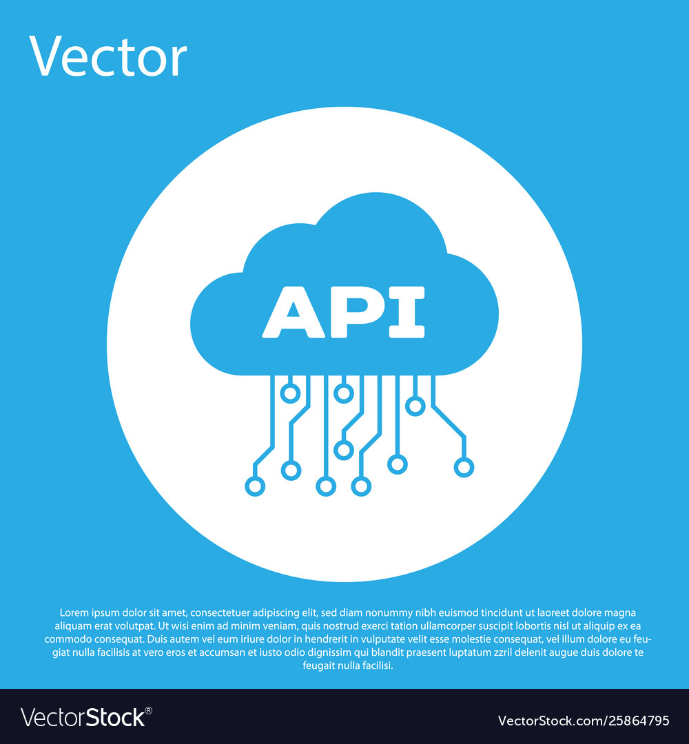 Blue cloud api interface icon isolated on vector image Blue cloud api interface icon isolated on