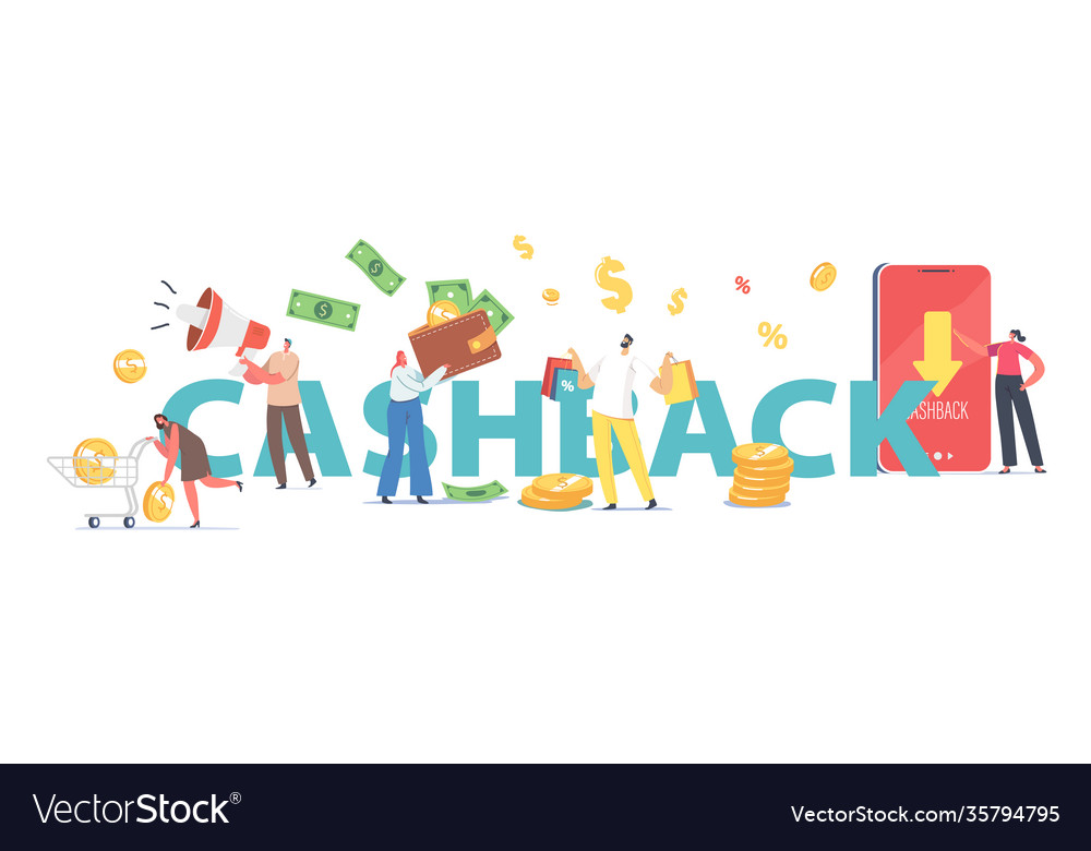 Cash back concept happy people getting money