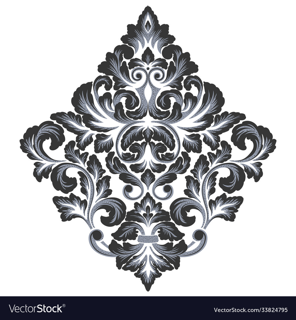 Damask element isolated central vector image Damask element isolated central