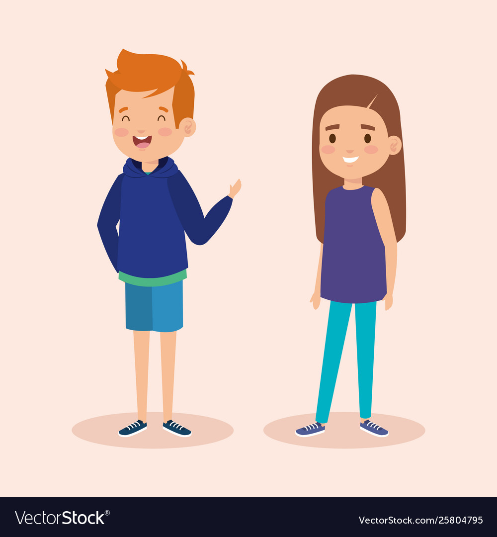 Girl and boy with hairstyle and casual clothes Vector Image