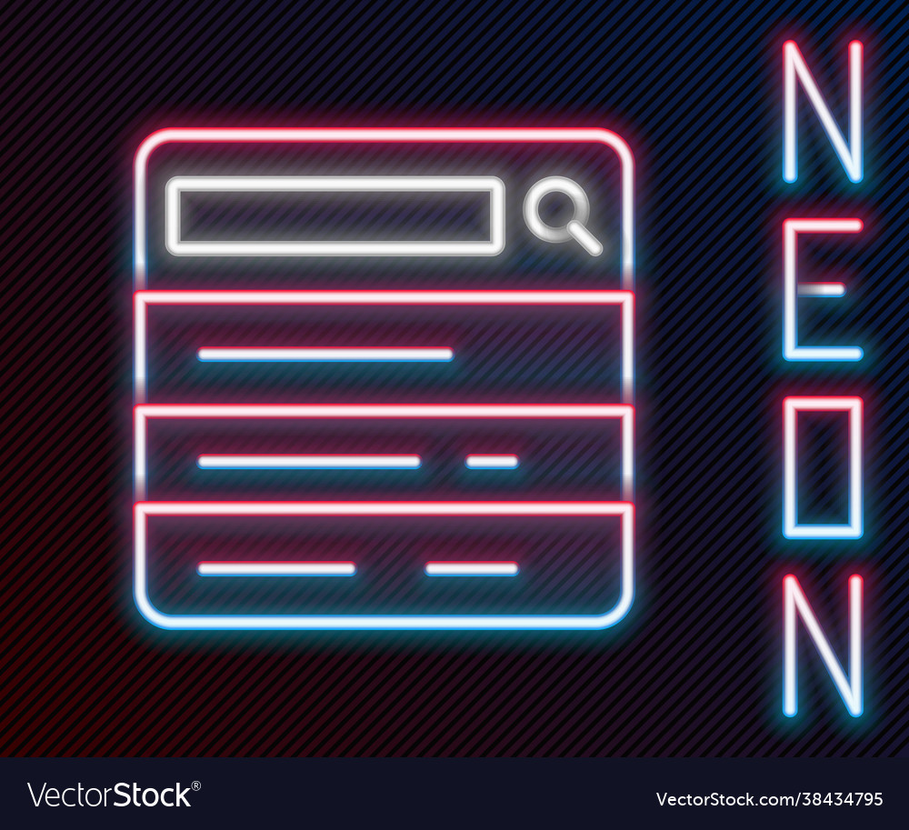 Glowing neon line search engine icon isolated Vector Image