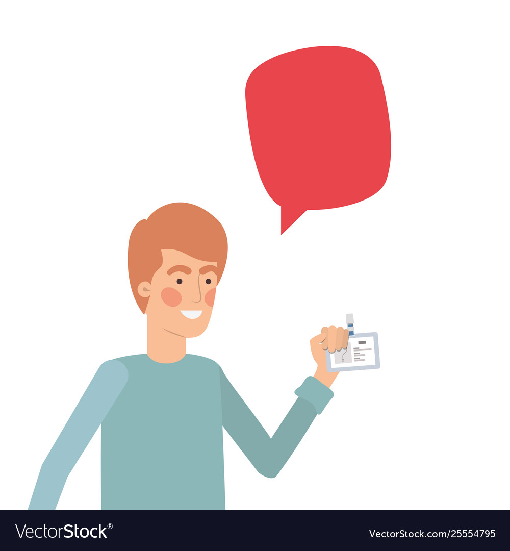 Man with speech bubble avatar character