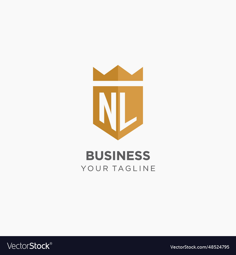 Monogram nl logo with geometric shield and crown