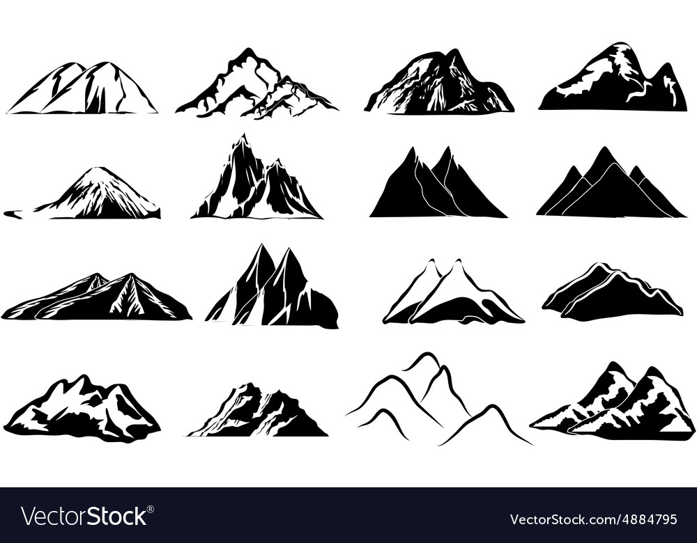 Mountain icons set Royalty Free Vector Image - VectorStock