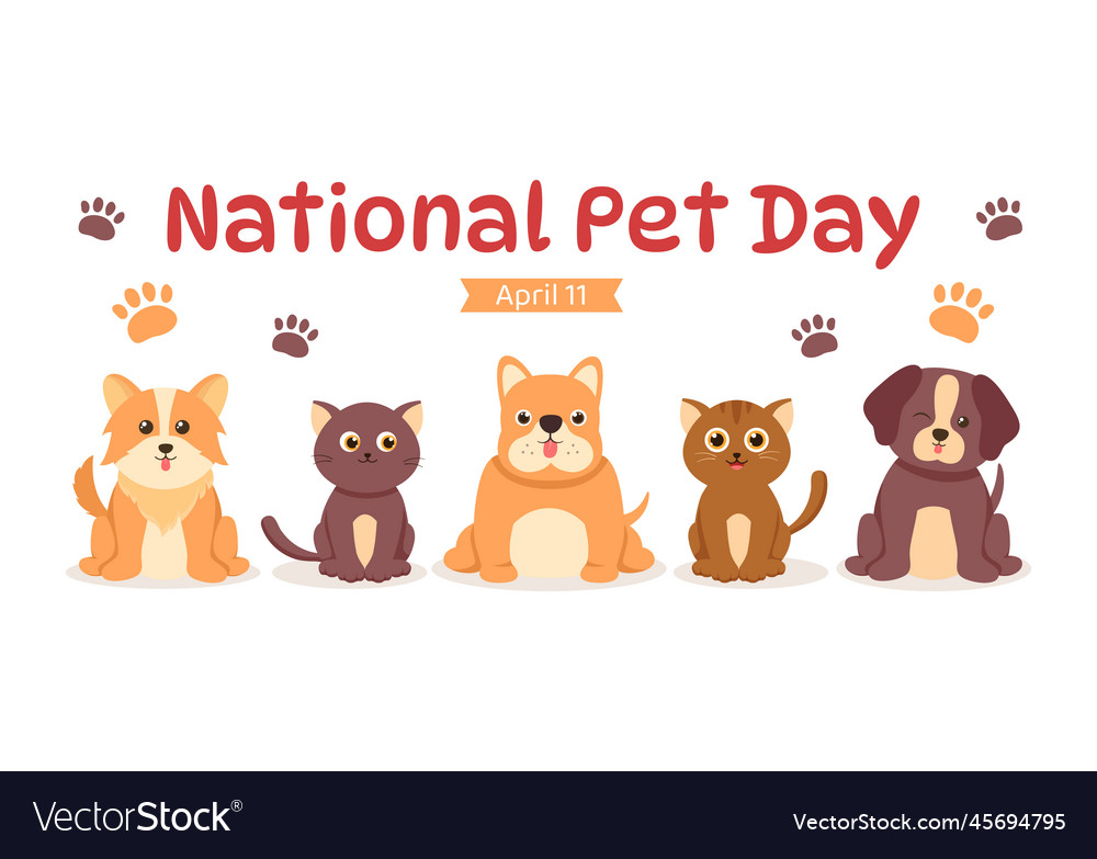 National pet day on april 11 with cute pets Vector Image