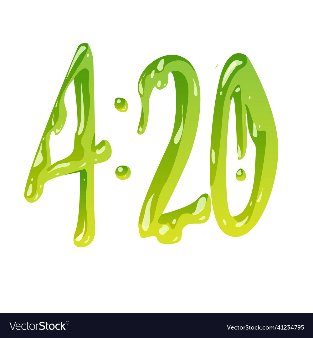 Number 420 hand drawn lettering with slime effect vector image Number 420 hand drawn lettering with slime effect