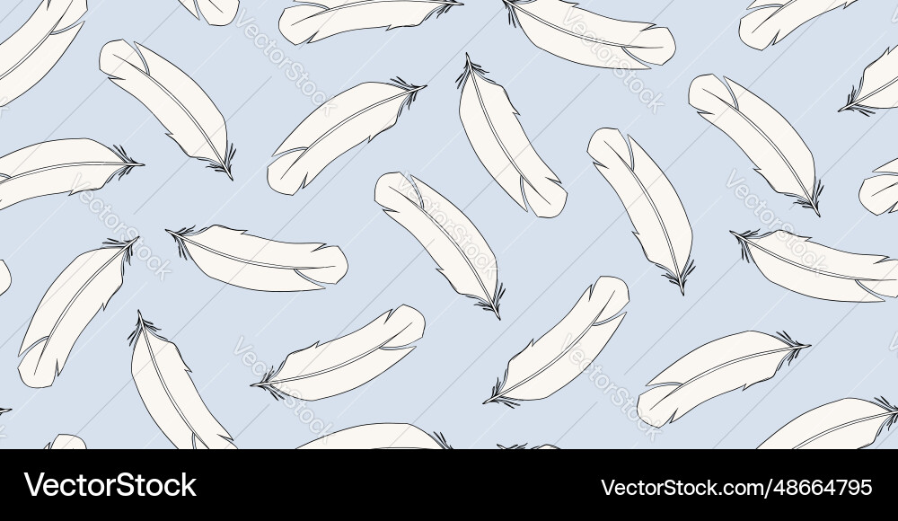 Seamless pattern with feathers Royalty Free Vector Image