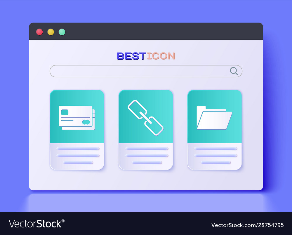 Set chain link credit card and document folder vector image Set chain link credit card and document folder