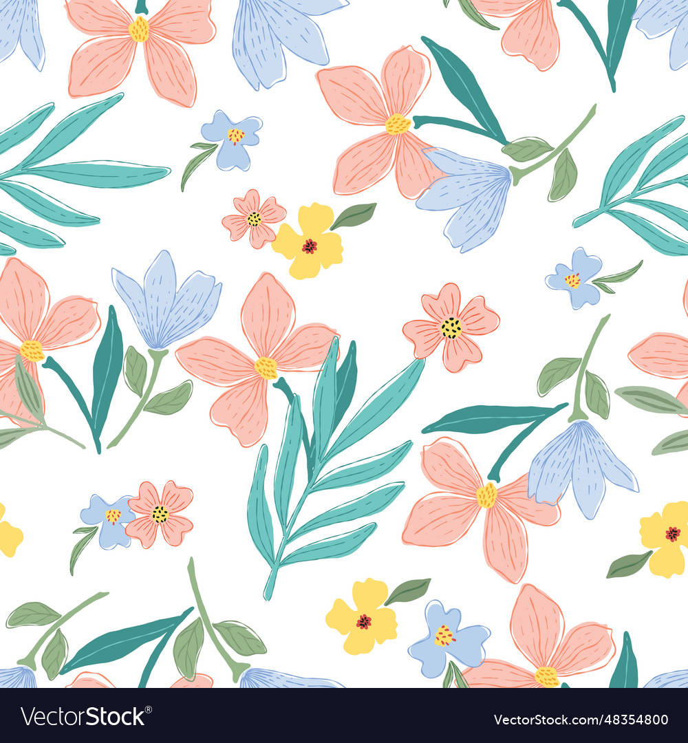 Cute flower seamless pattern 04