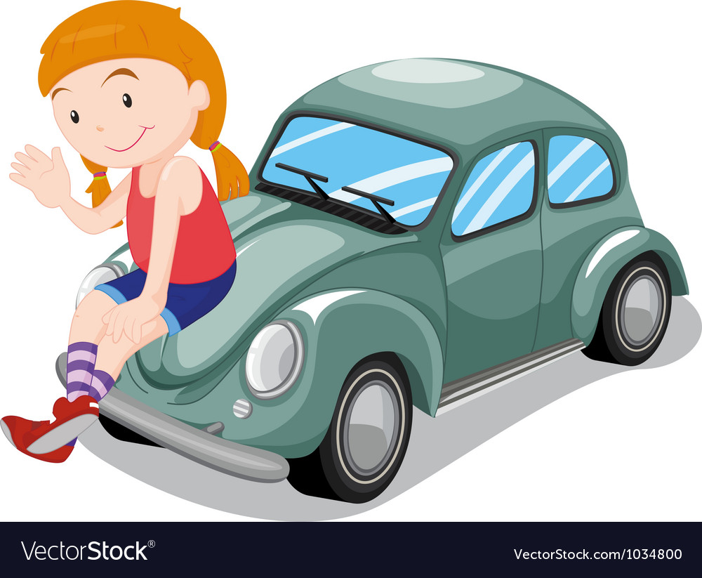 Girl and car Royalty Free Vector Image - VectorStock