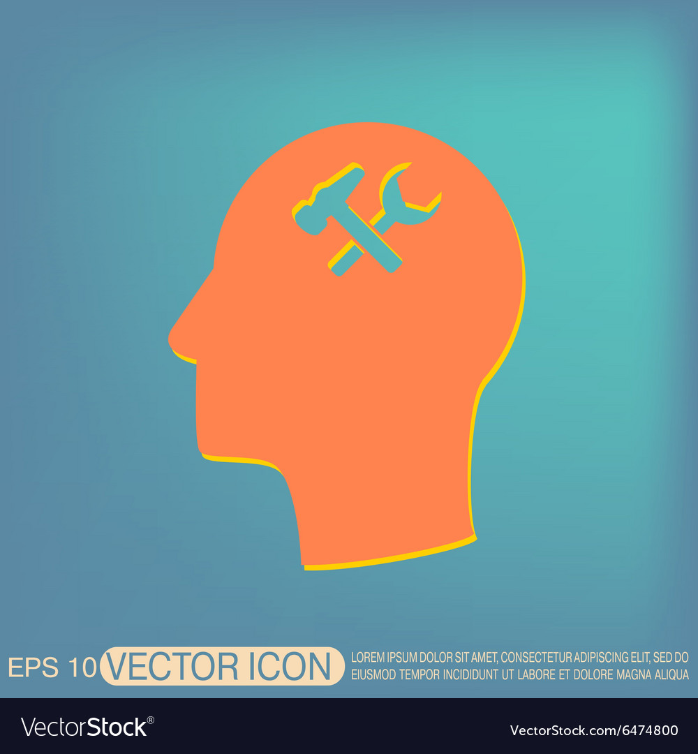 Icon head think silhouette man and his mind about