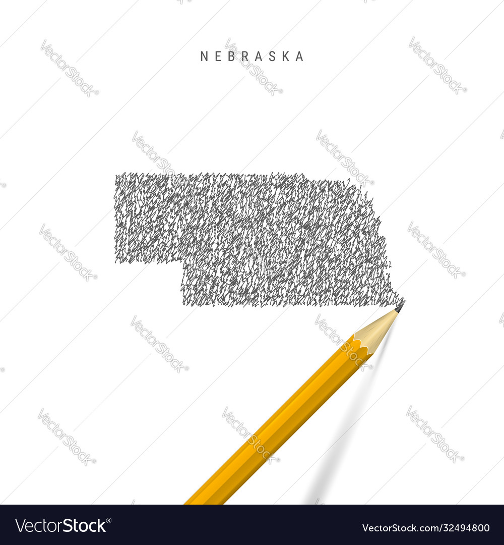 Nebraska sketch scribble map isolated on white