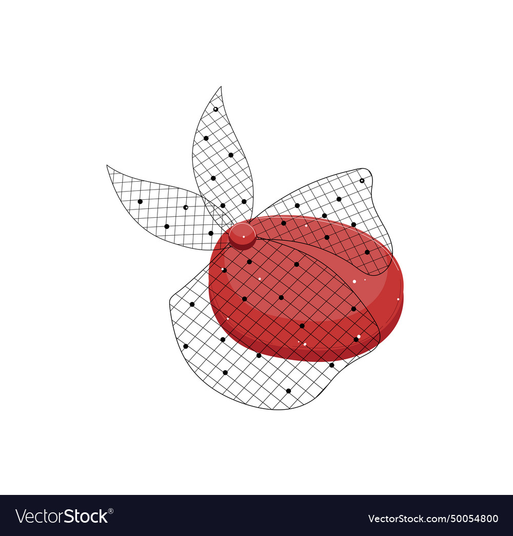 Red 3d sphere with abstract wireframe leaves