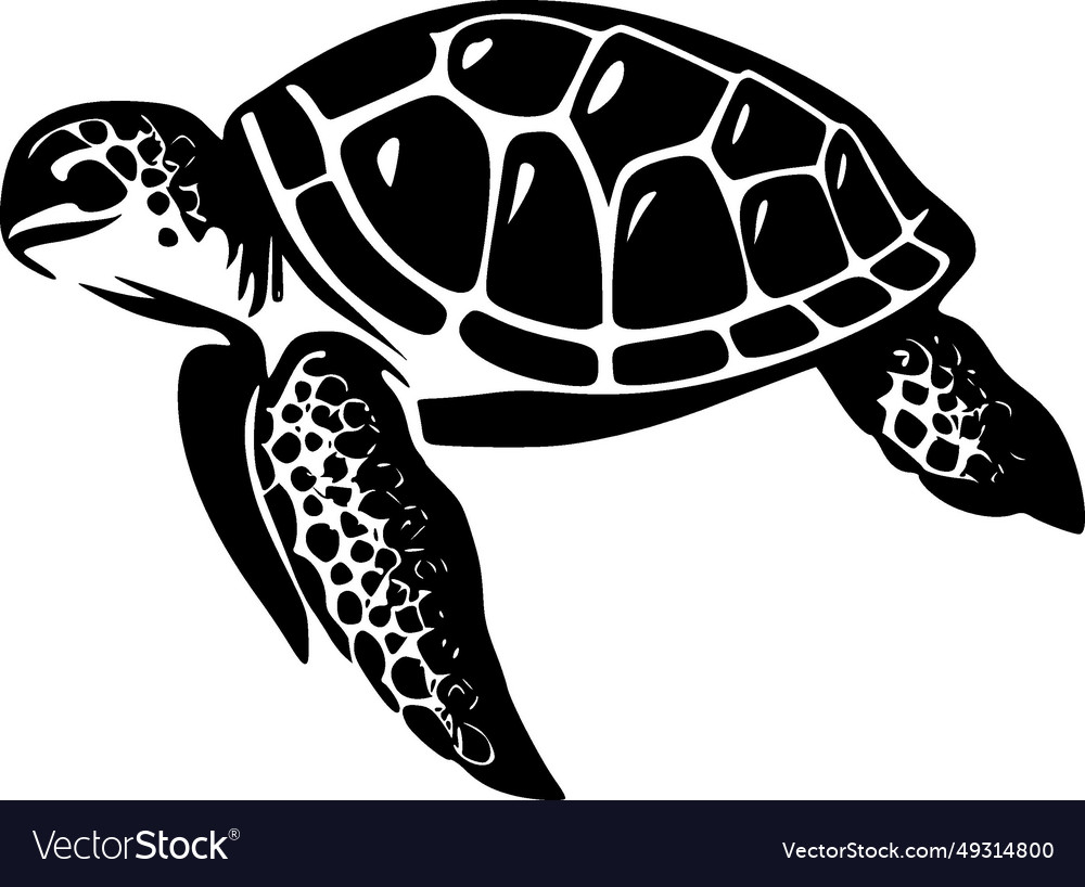 Sea turtle - black and white isolated icon