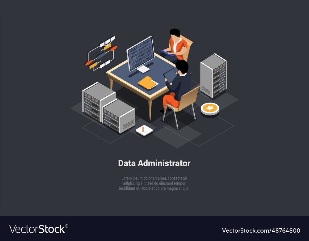 System administrator upkeeping server adjusting Vector Image