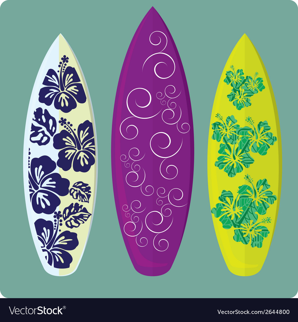 Three different surfboards with colors Royalty Free Vector