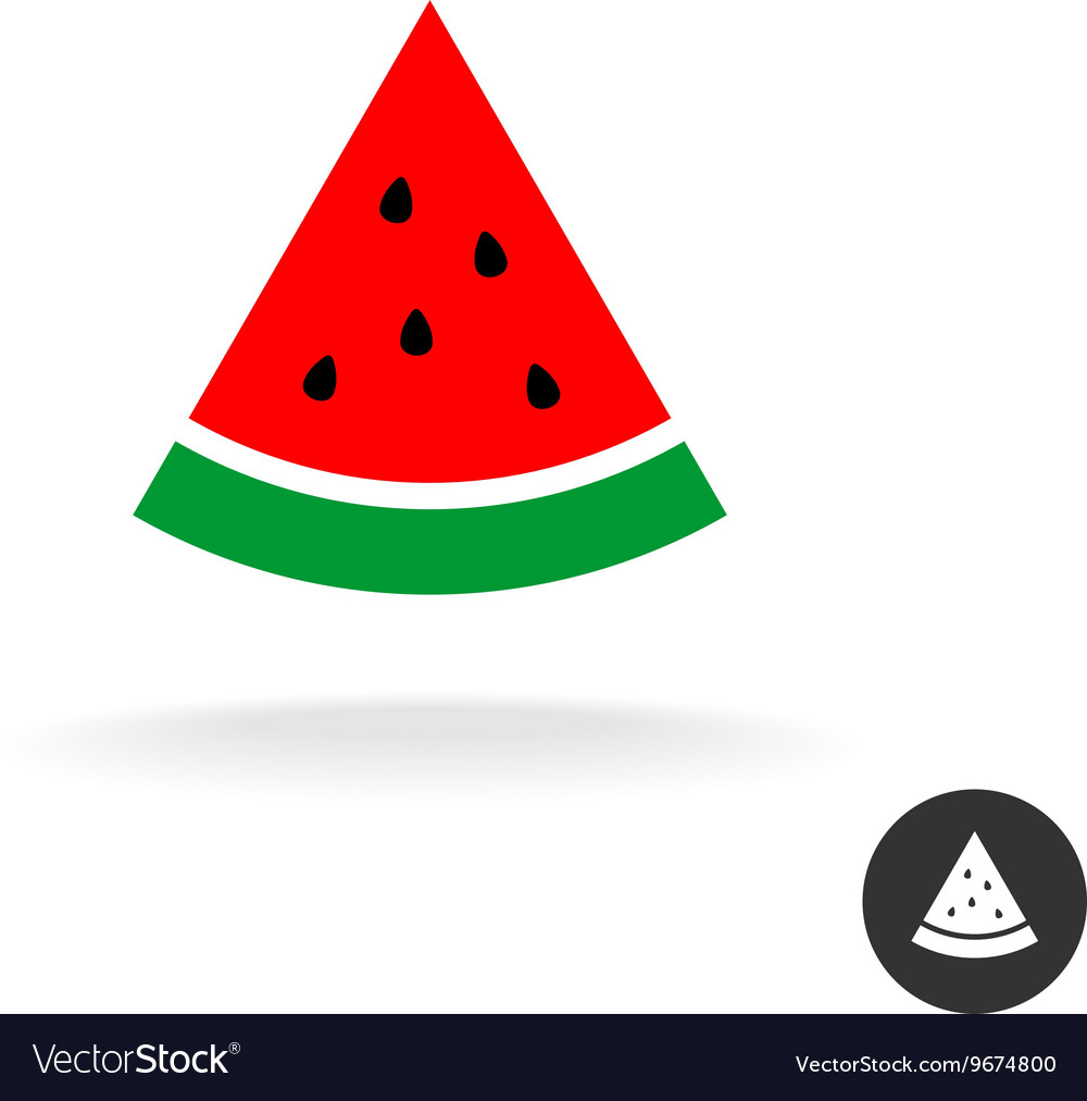 Watermelon Slice Flat Style Color Icon Symbol Vector Image