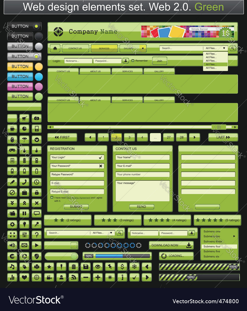 Web design elements green