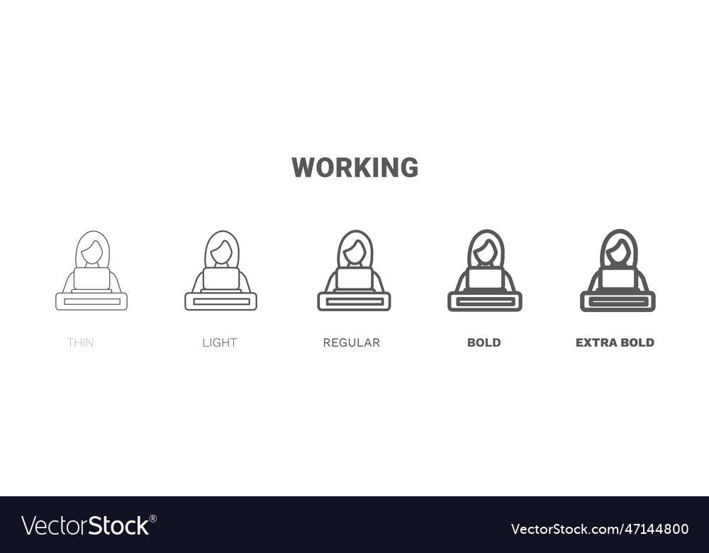Working icon thin regular bold and more Royalty Free Vector