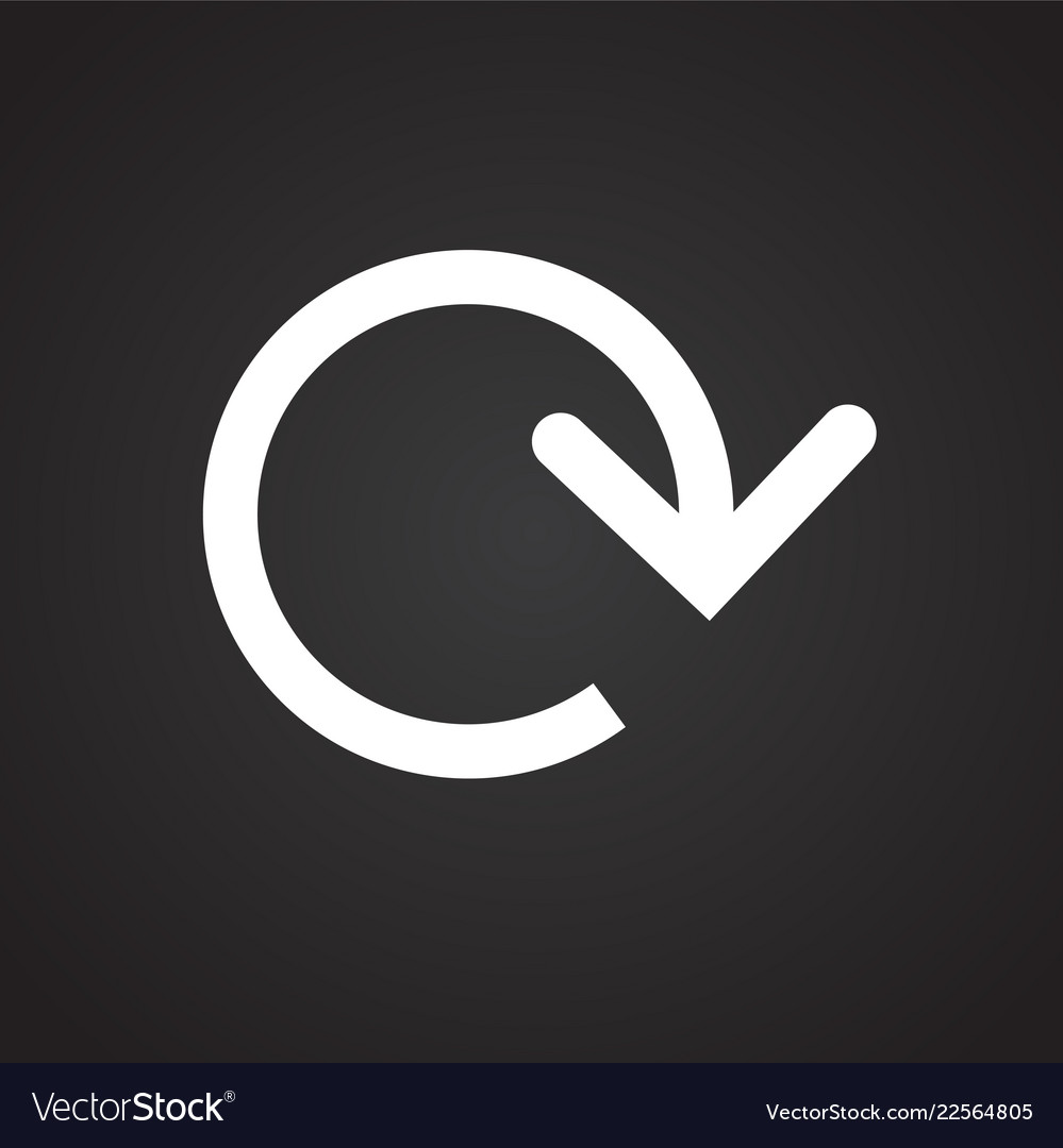 Reload button on black background vector image Reload button on black background