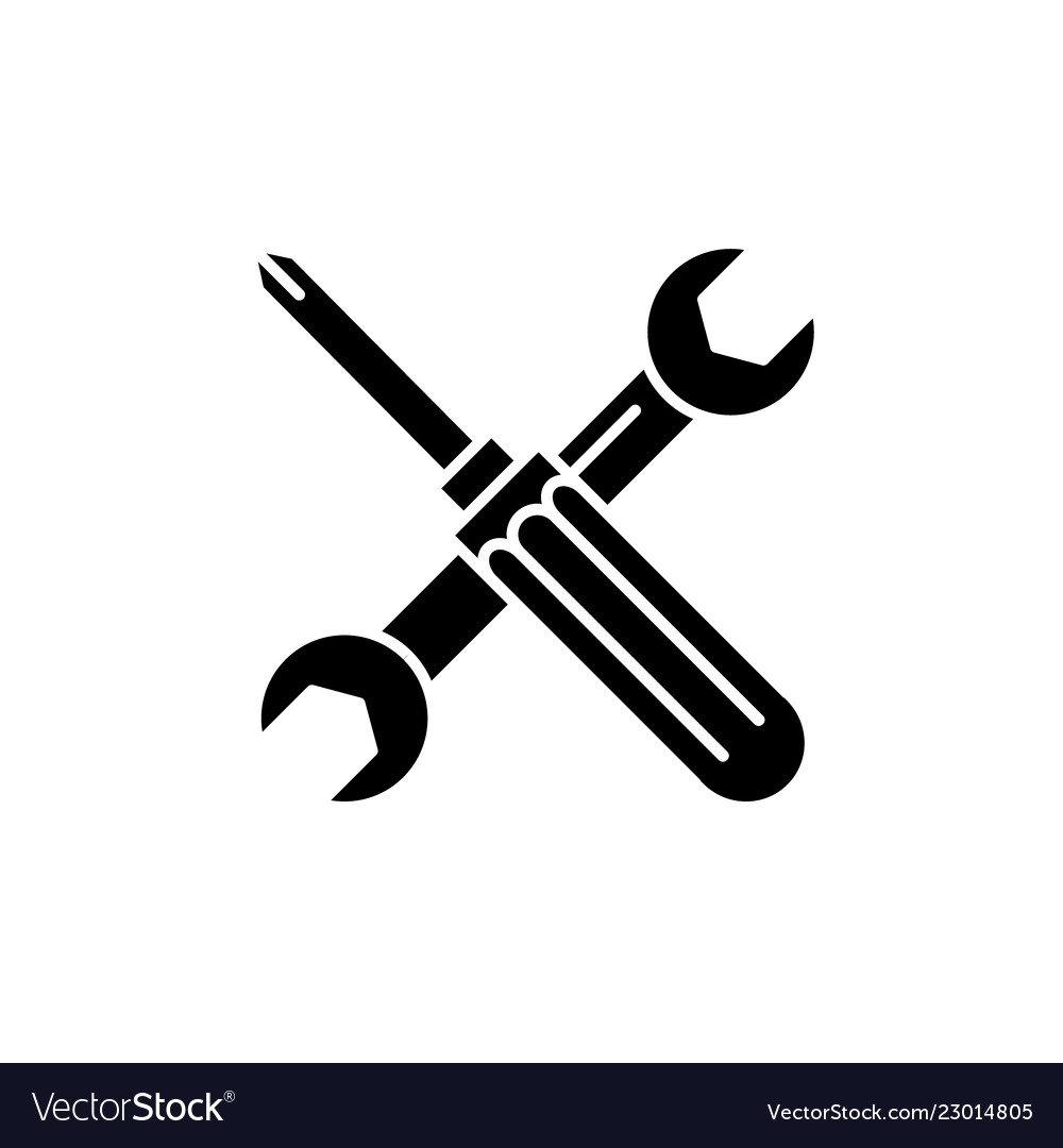 Screwdriver and wrench black icon sign Royalty Free Vector
