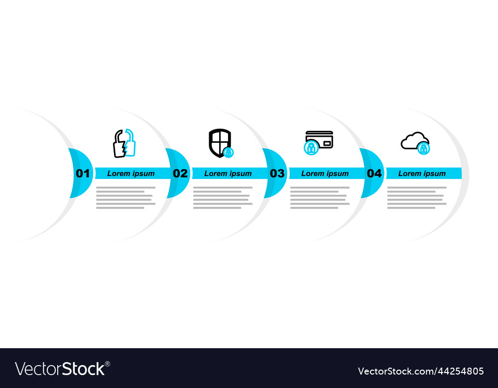 Set line cloud computing lock credit card vector image Set line cloud computing lock credit card