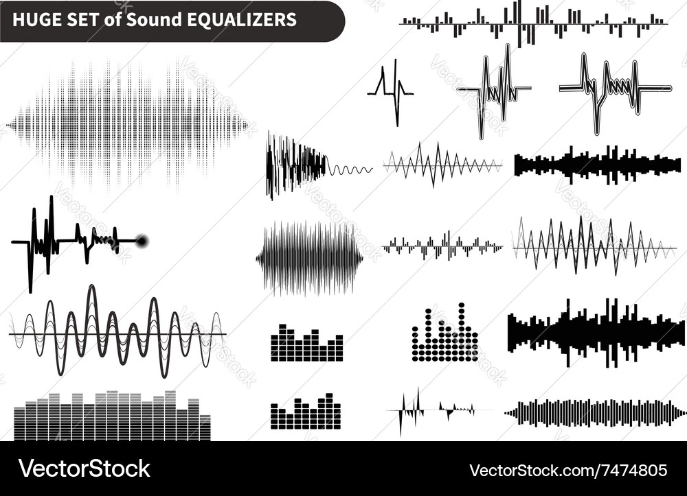 Sound waves set audio equalizer technology Vector Image