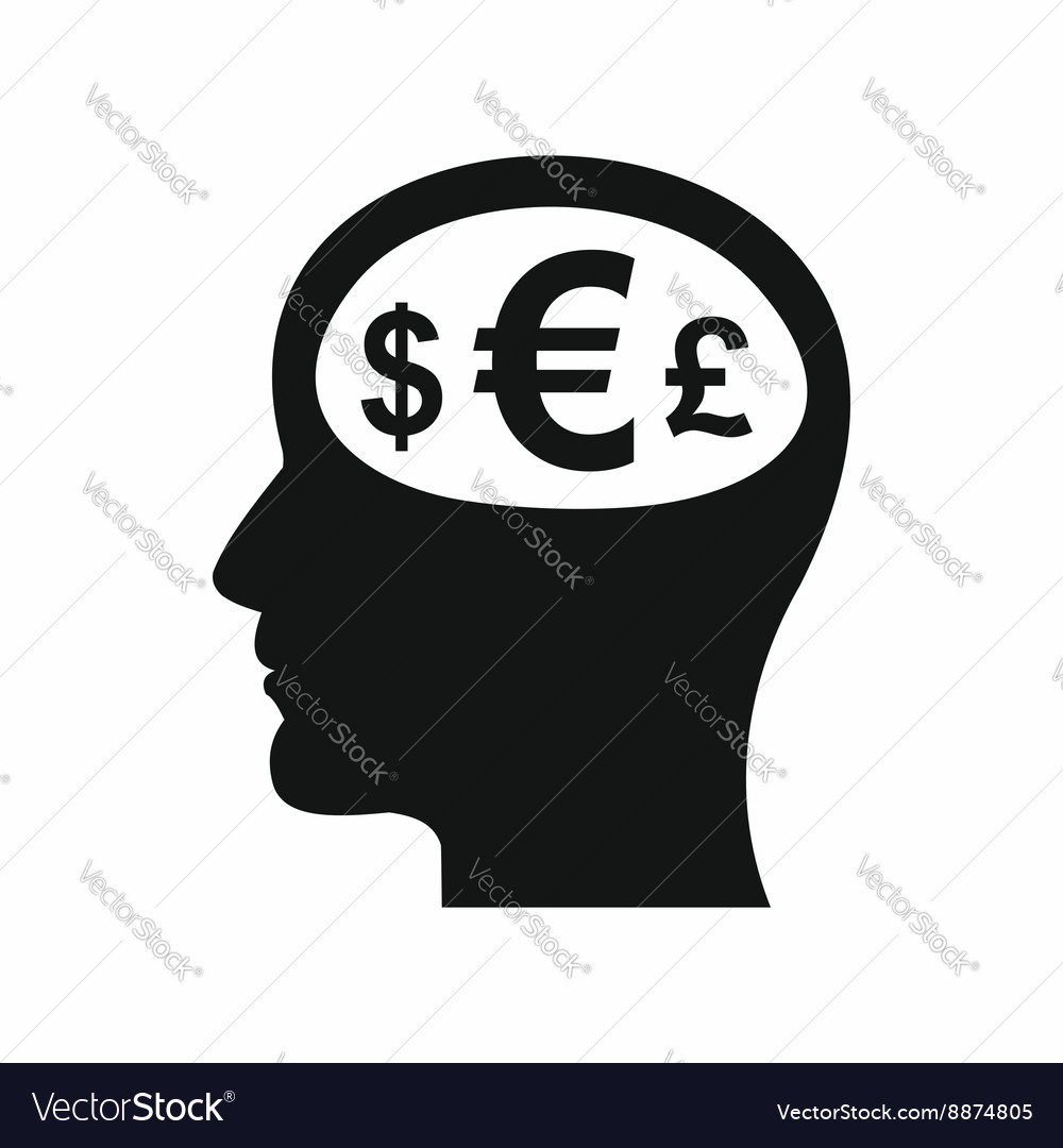 Thoughts about money icon simple style