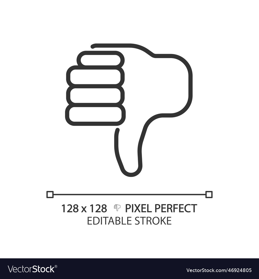 Thumbs down pixel perfect linear icon