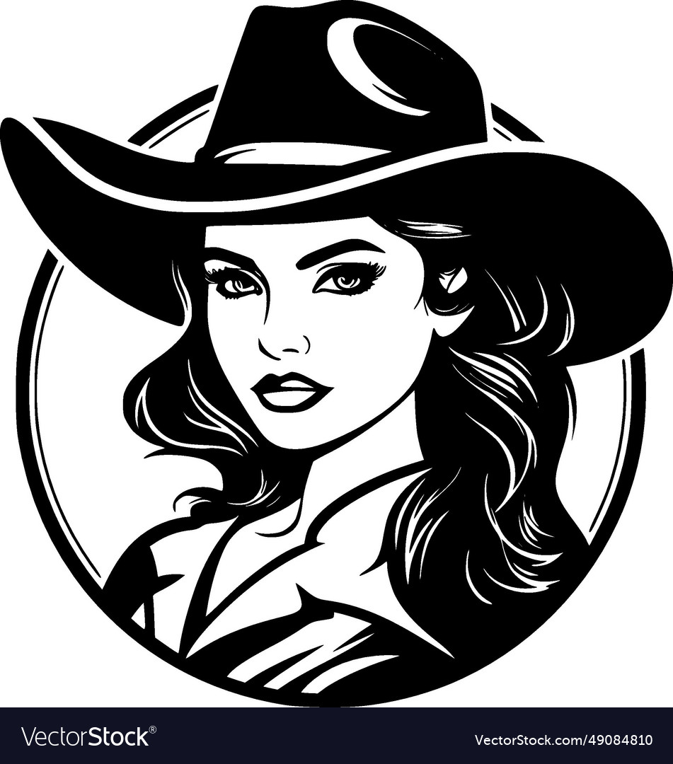 Cowgirl - black and white Royalty Free Vector Image