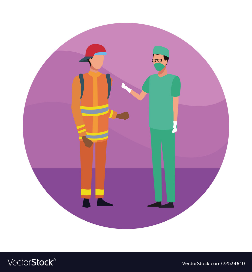 Doctor and firefighter Royalty Free Vector Image