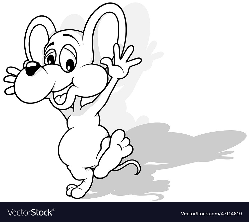 Drawing of a dancing and happy cheerful mouse Vector Image