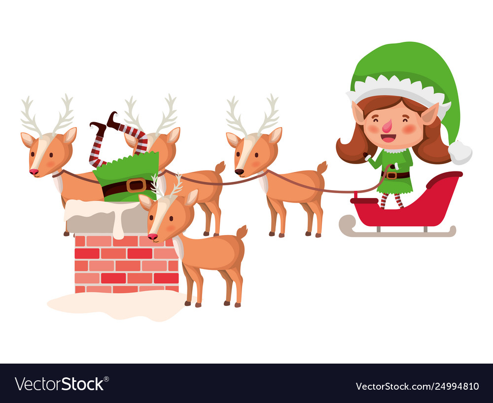 Elves couple with sleigh avatar character