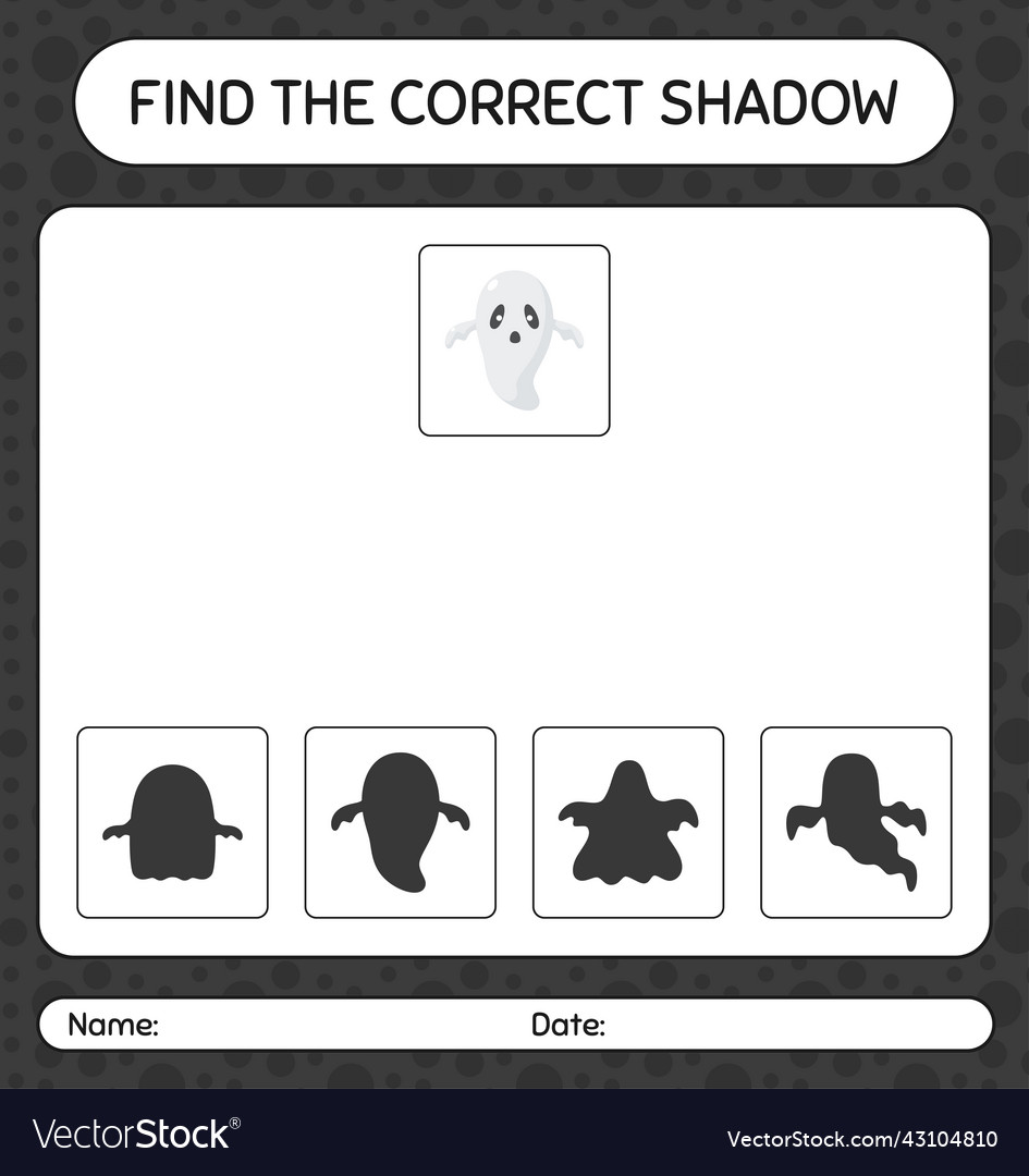 Find the correct shadows game with ghost vector image Find the correct shadows game with ghost