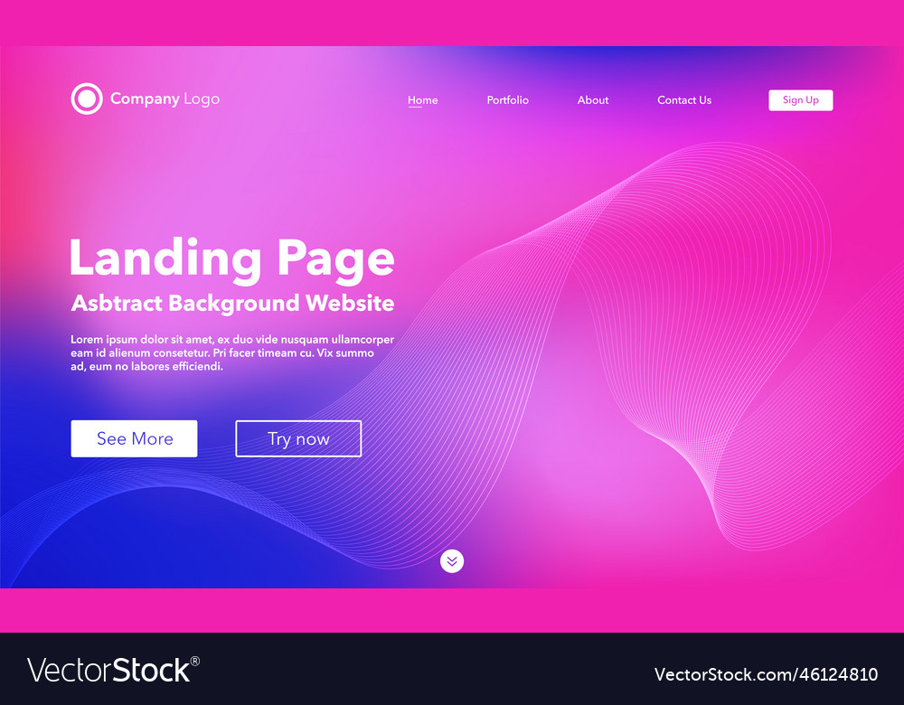 Landing page abstract wave background website Vector Image