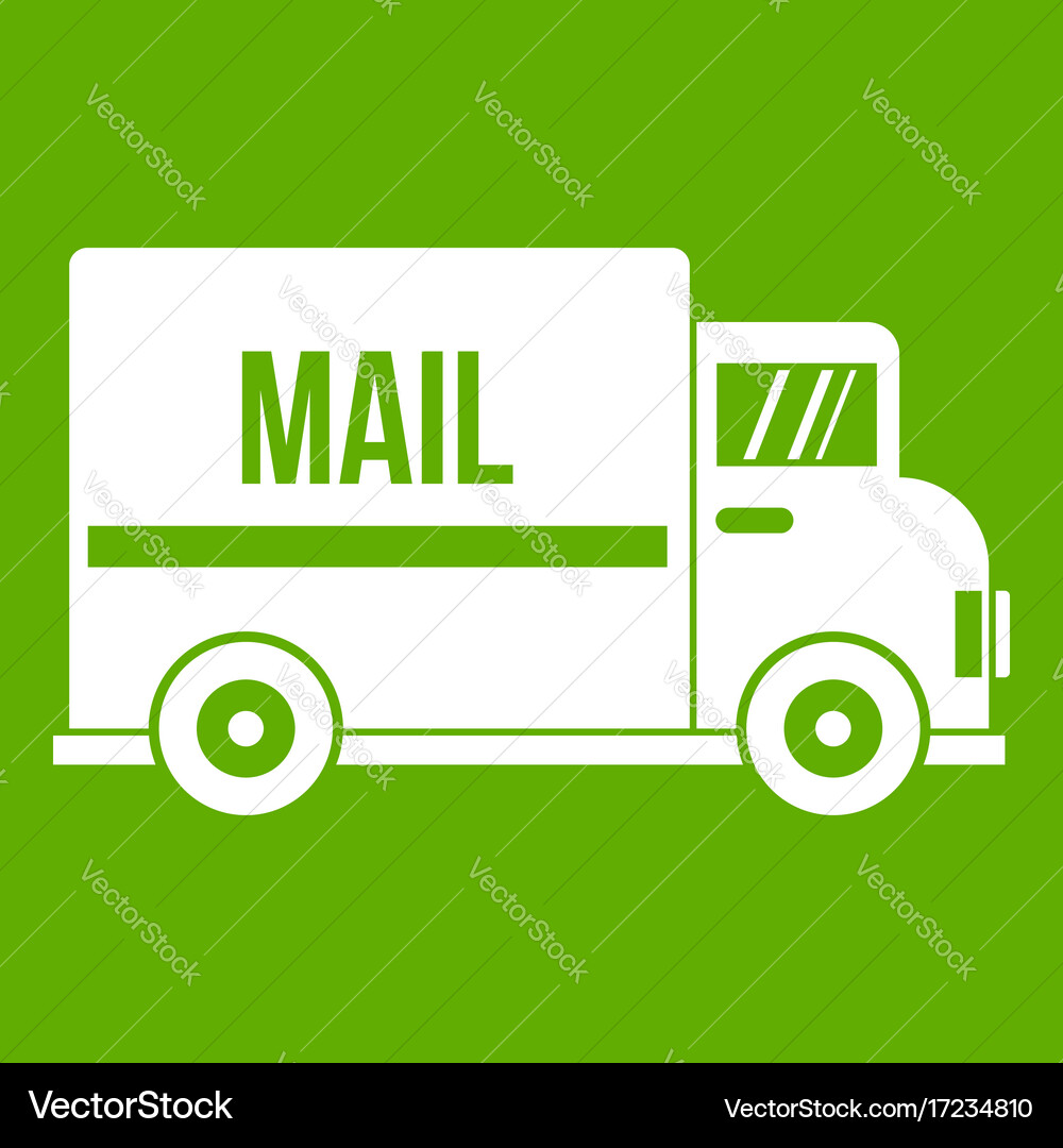 Mail truck icon green Royalty Free Vector Image