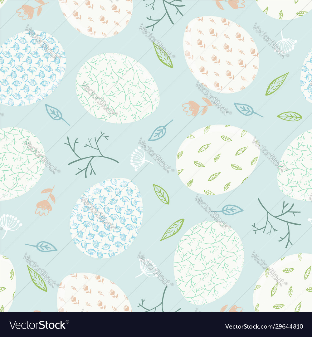 Tender blue pattern with easter eggs and branches