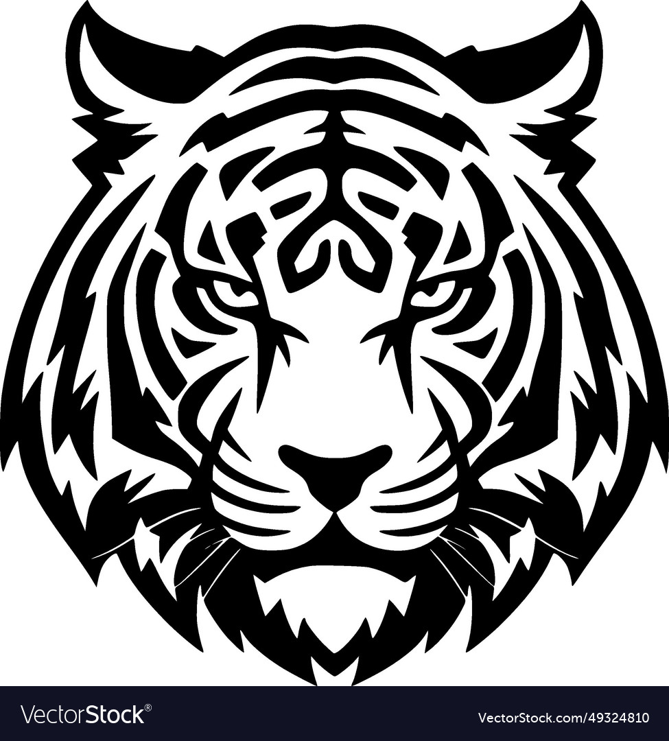 Tiger - black and white Royalty Free Vector Image