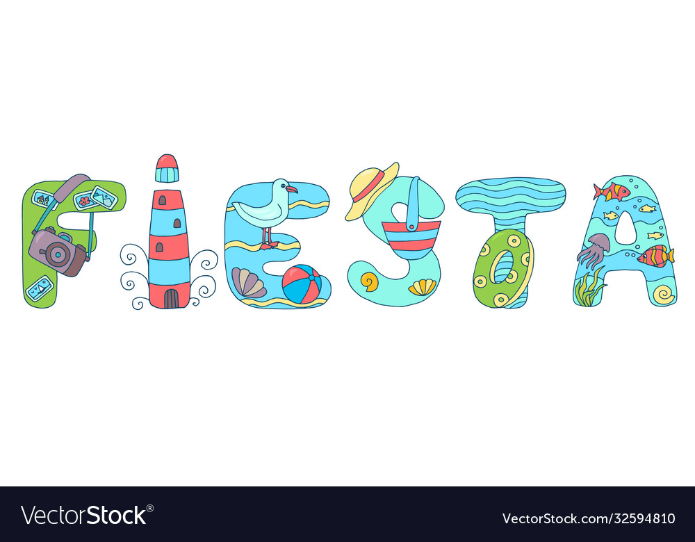 Word fiesta bright letters vacation at sea