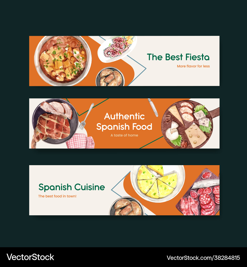 Banner template with spain cuisine concept design Vector Image