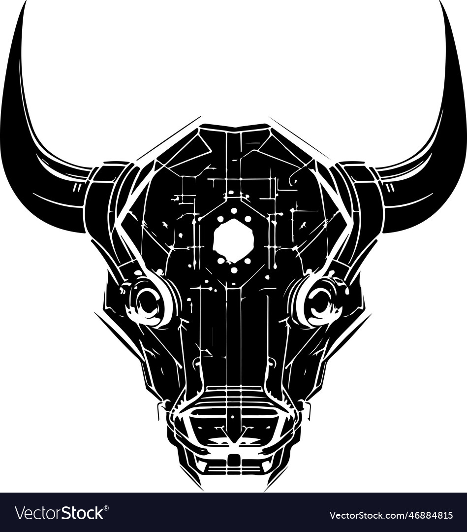 Bull head tech logo technology design